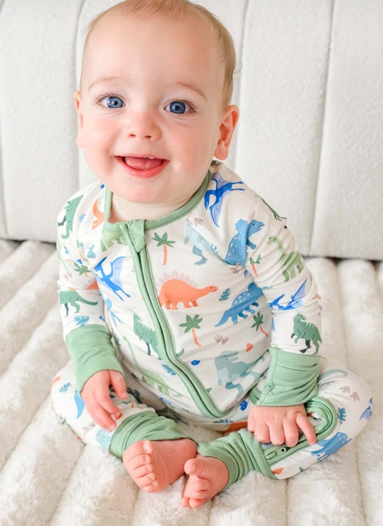 Convertible Bamboo Zip Romper | Little Fossil Neutral