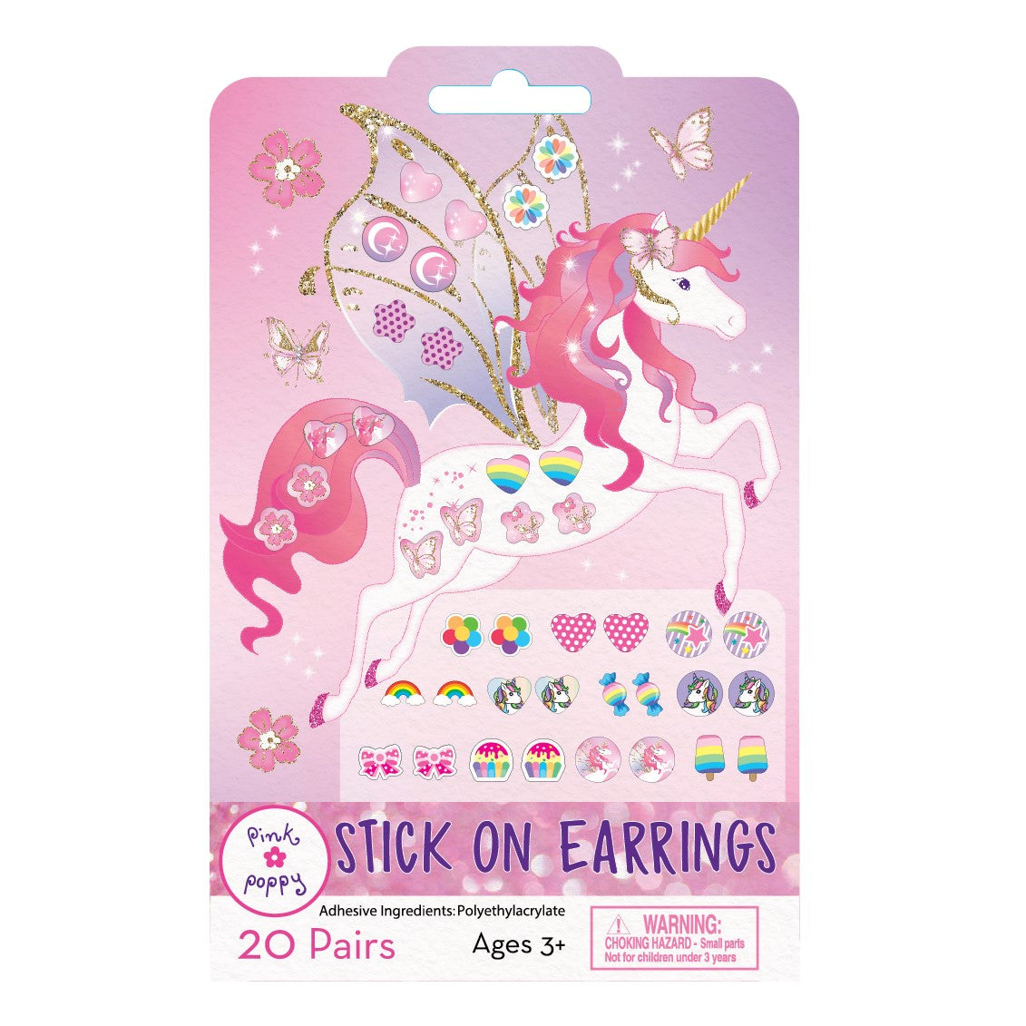 Pink Poppy, Unicorn Princess Stick on Earrings