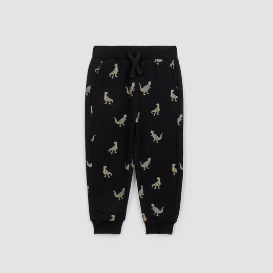 T-rex Print on Black baby joggers - Miles Baby