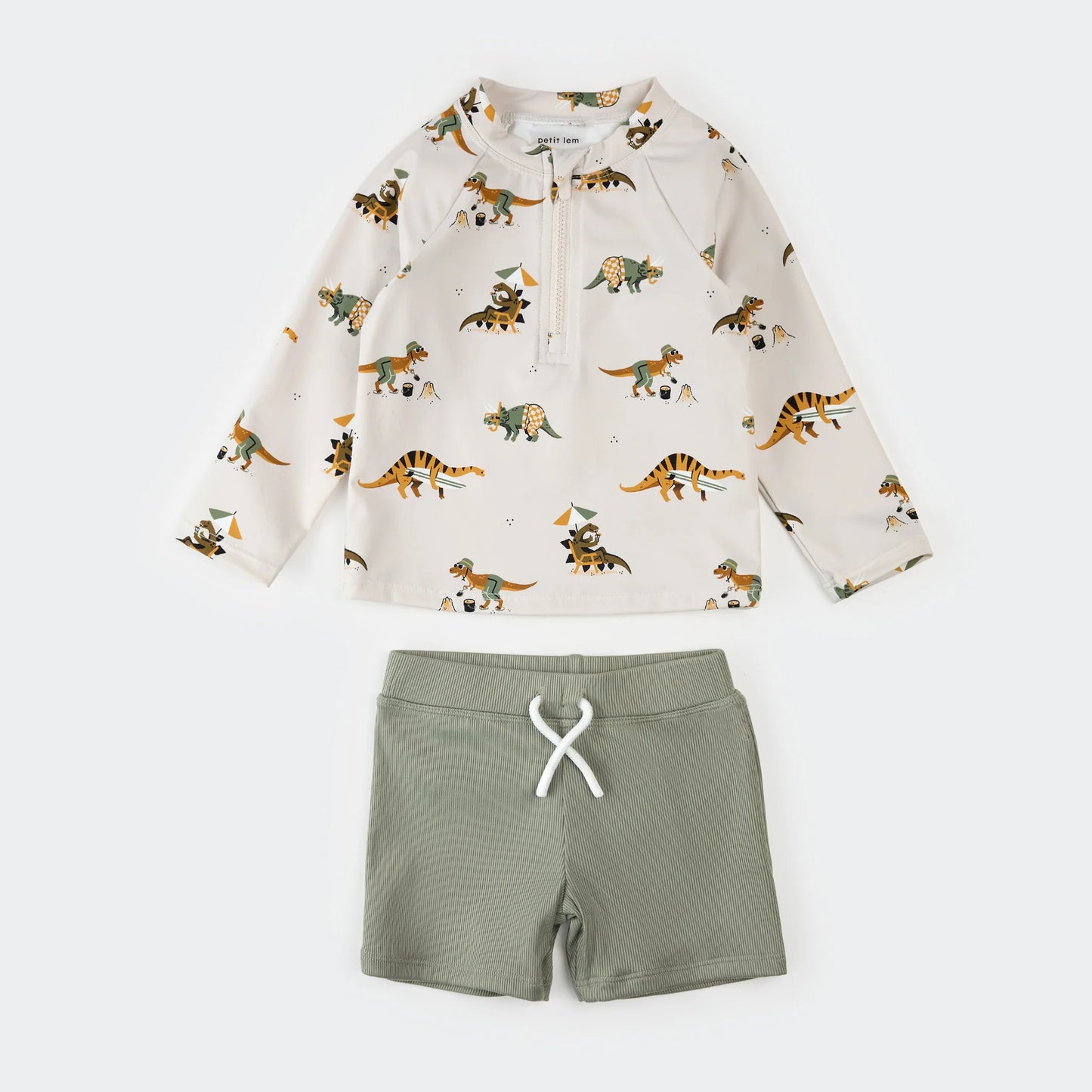 Beach Dinos & Sage Rashguard Set - Petit Lem