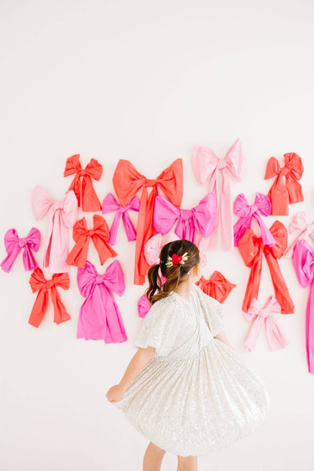 Xo Pink Hearts & Red Party Sequins Heart Clip Set