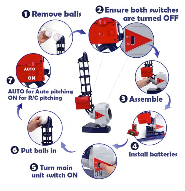 2 in 1 Baseball & Tennis Pitching Machine Active Training Toys Set