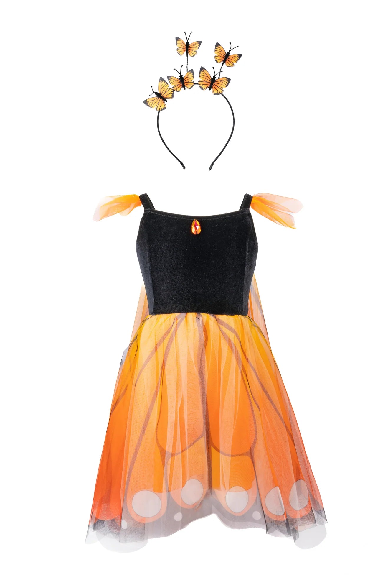Monarch Butterfly Twirl Dress with Wings & Headband