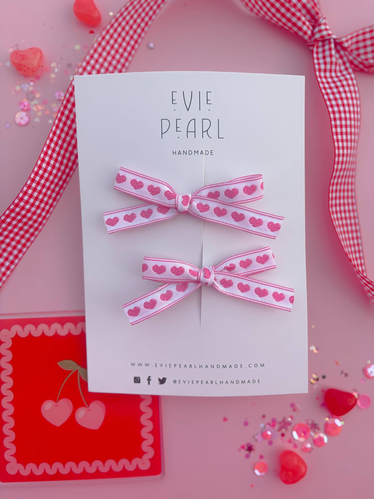 Pink Hearts Mini Pigtail Set