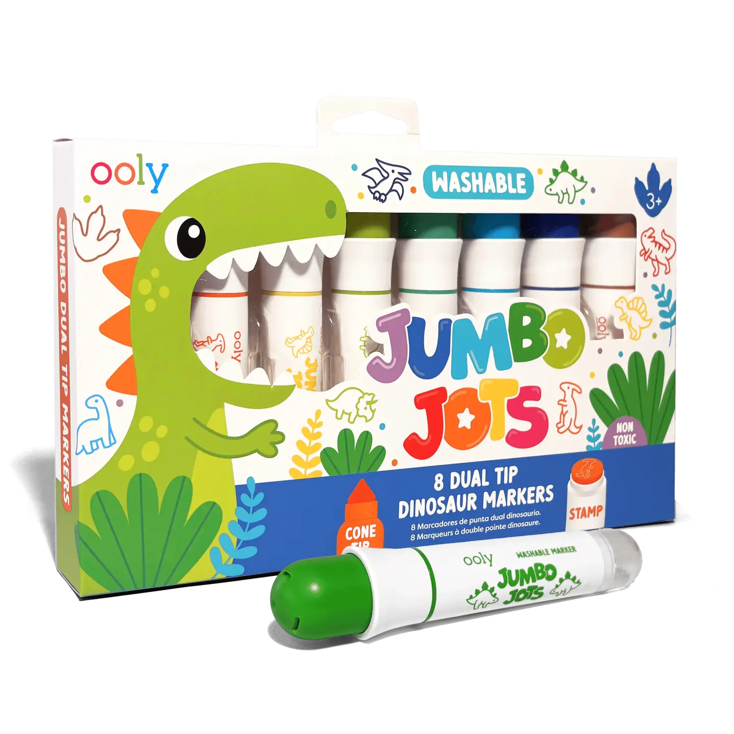 Jumbo Jots Dual Tip Dinosaur Stamp Markers - Set of 8
