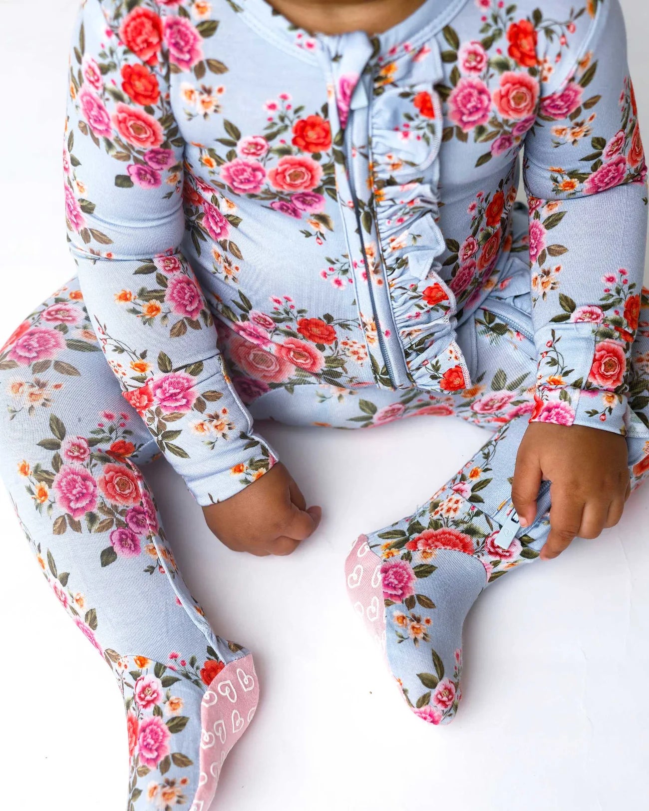 Quinn Ruffled Zippered Footie - Lev Baby