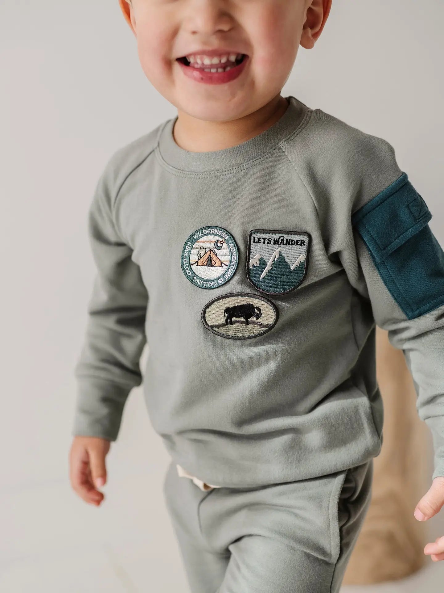 Boys Raglan Sweatshirt- Patches