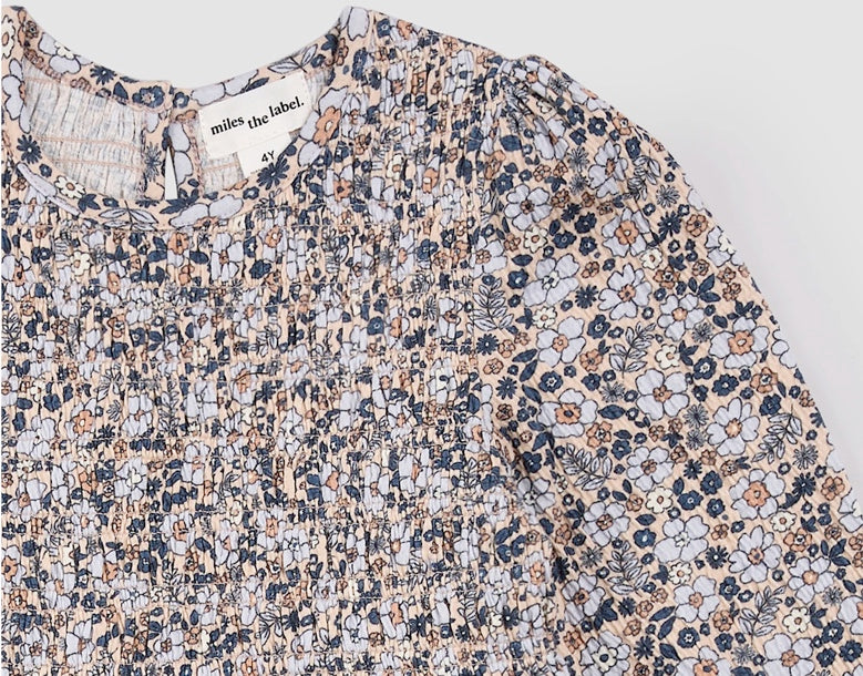 Vintage Flowers Print on Almond Jersey Dress