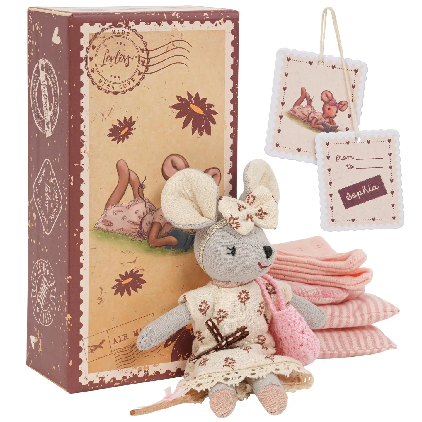 Levlovs Mouse Sophia in Stamp Holder Box with Bedding