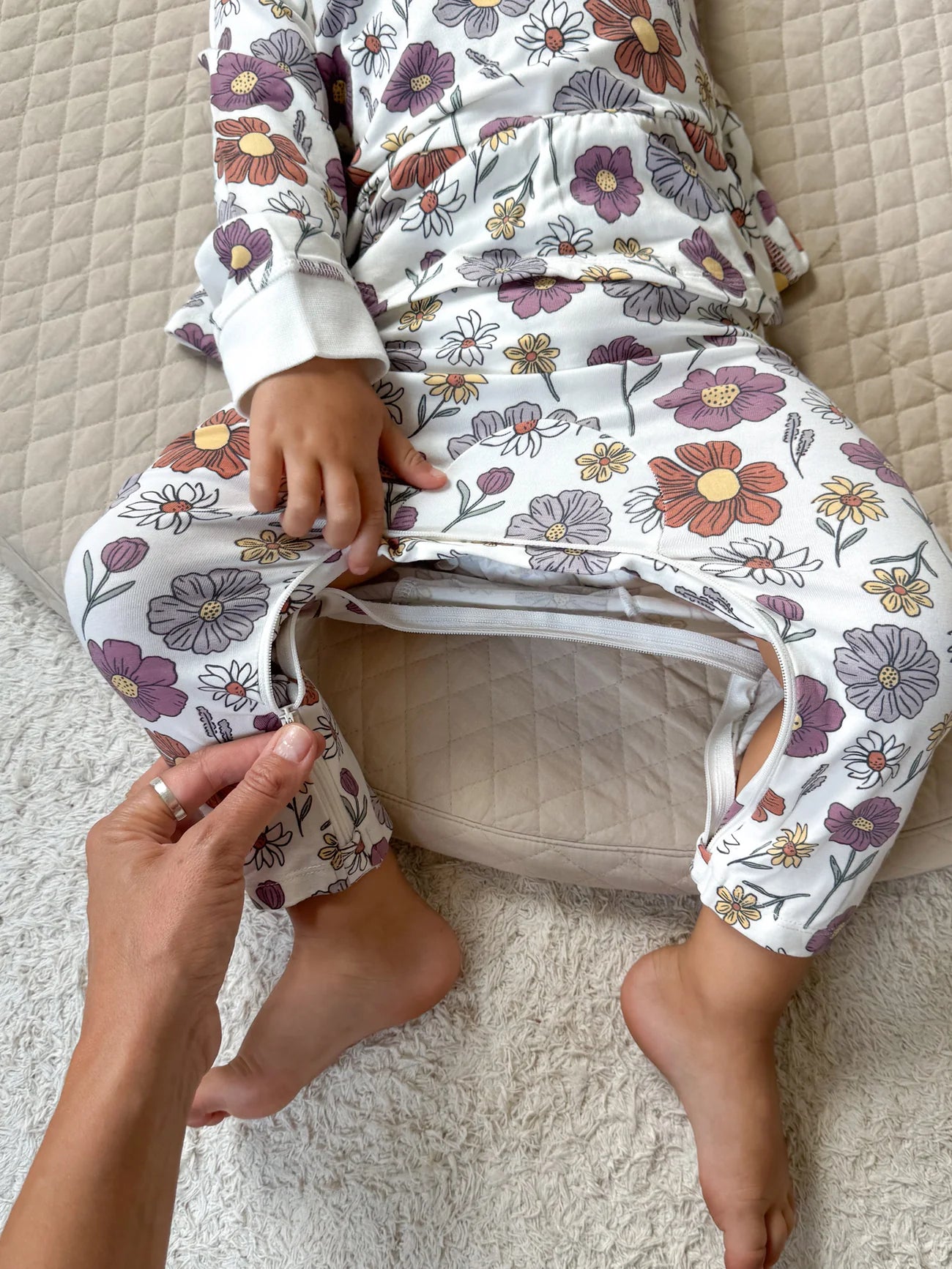 Fleece Two Piece Ruffled Sweatsuit - Bouquet