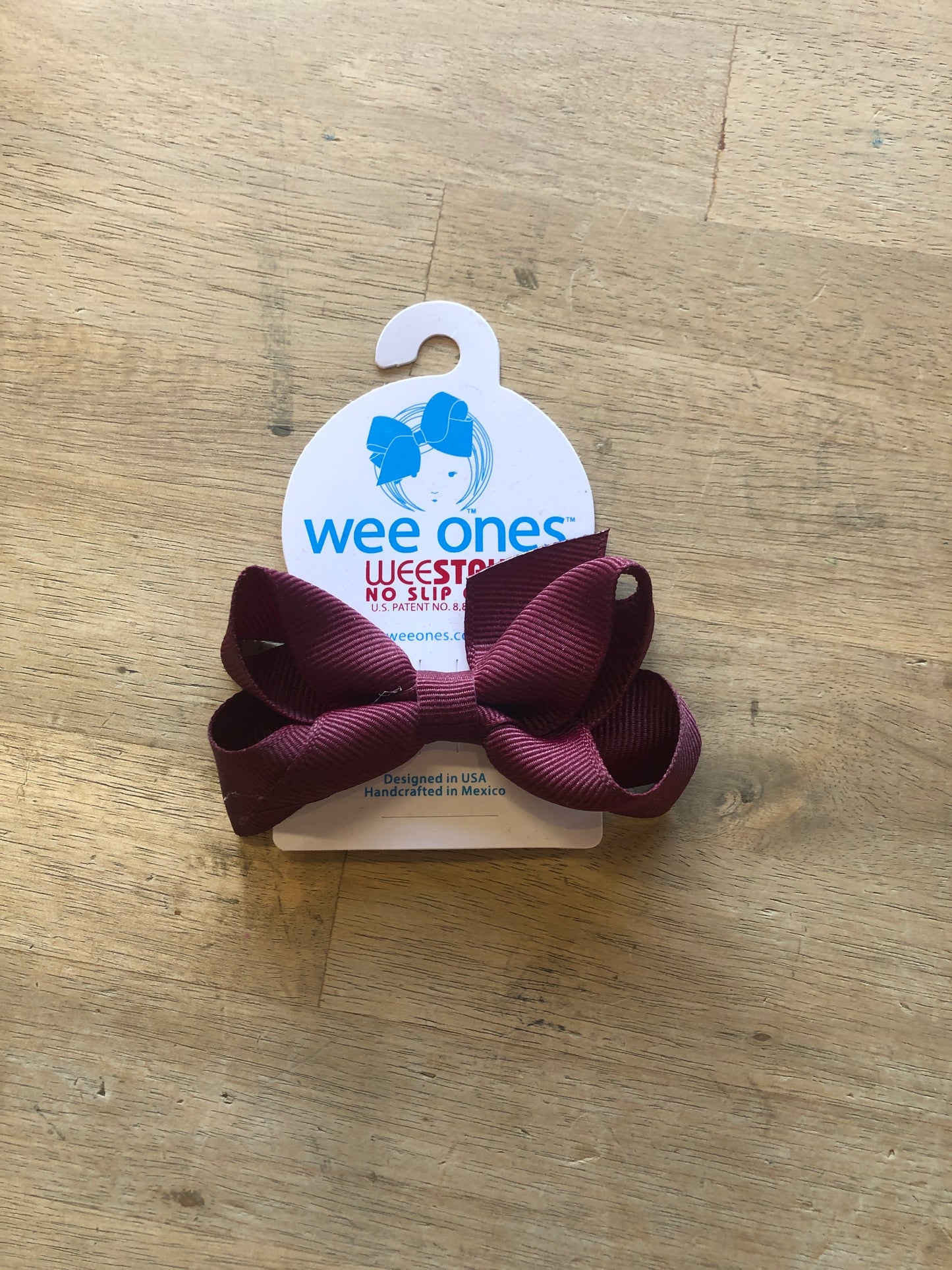 Mini Classic Grosgrain Hair Bow- Cranberry - Wee Ones