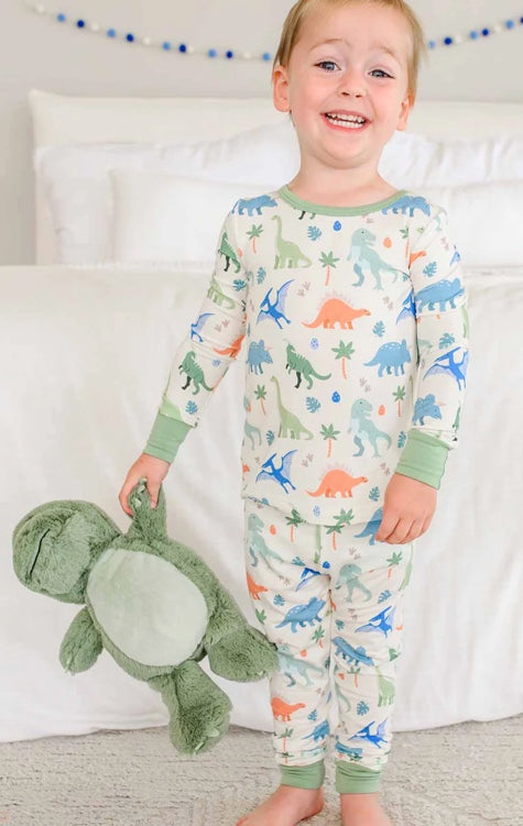 Two Piece Bamboo Pajama Set | Little Fossil Neutral