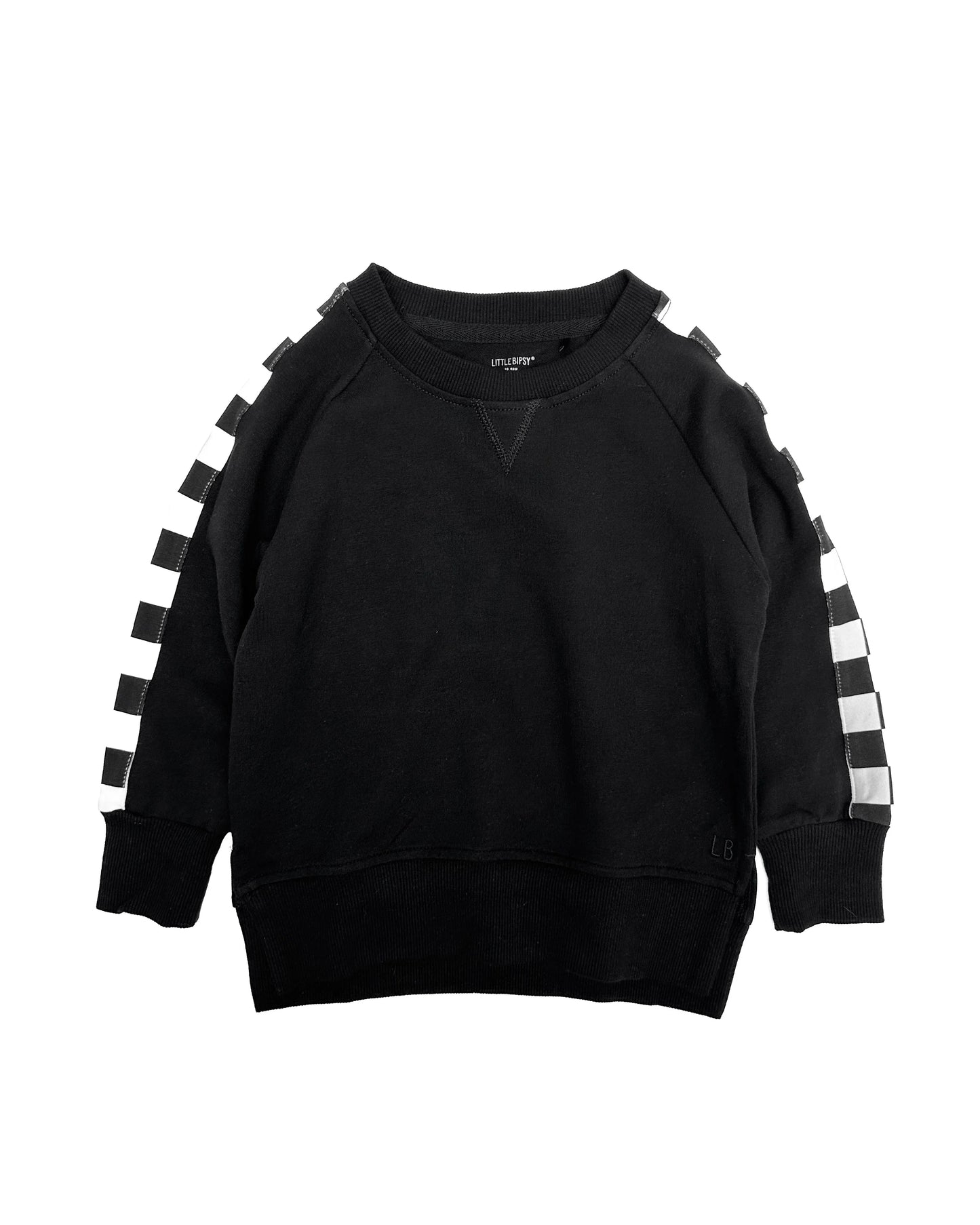 Side Checkered Pullover - Black