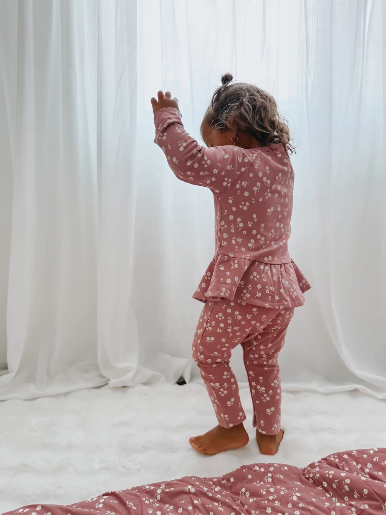 Fleece Two Piece Ruffled Sweatsuit - Mini Floral