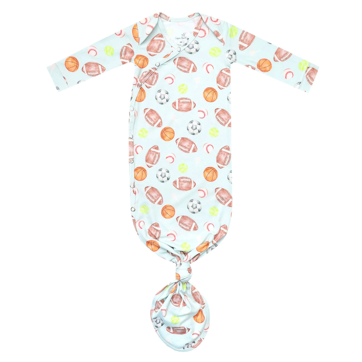 Sports Medley Newborn Knotted Gown - Copper Pearl