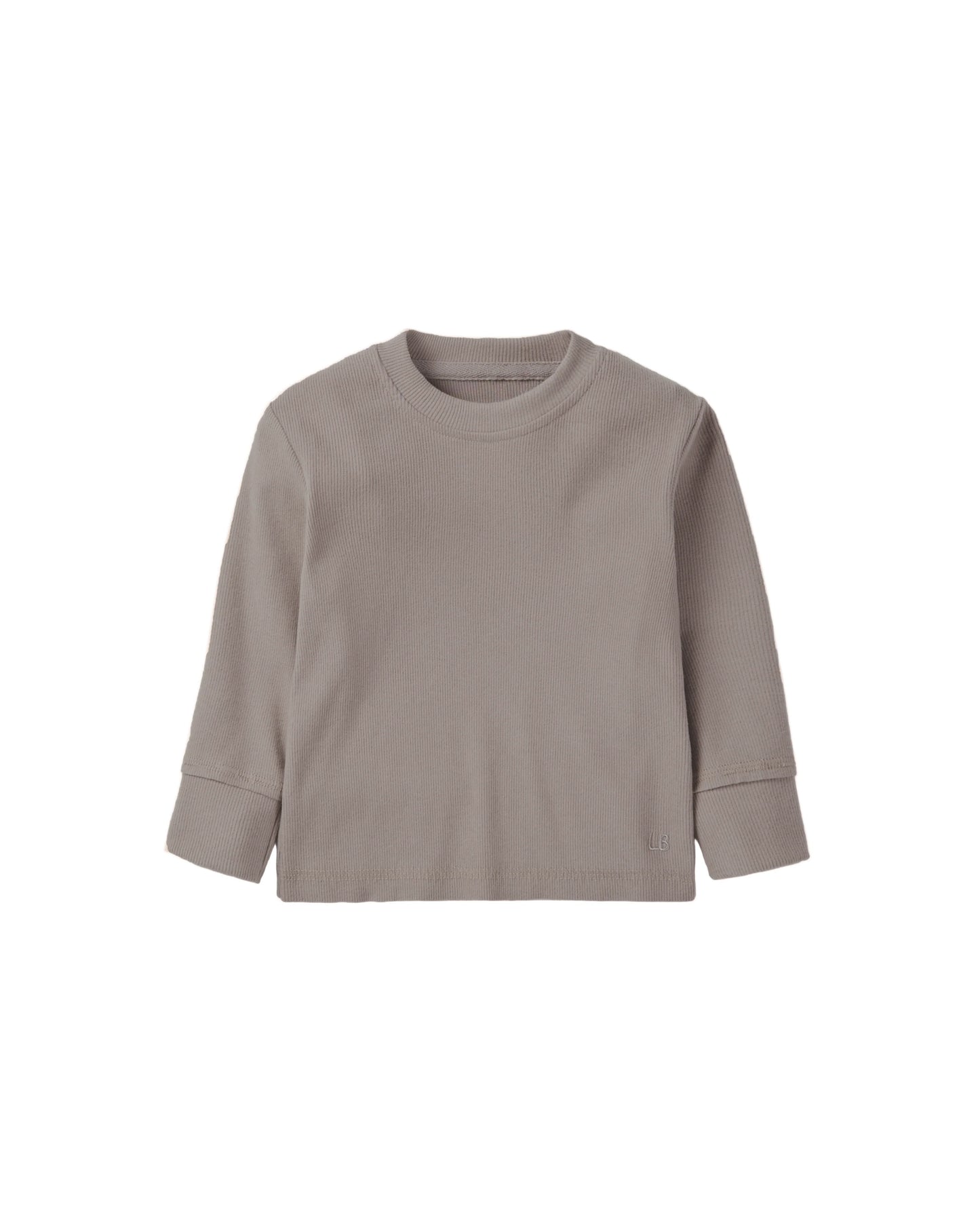 Long Sleeve Ribbed Tee - Mushroom - Little Bipsy