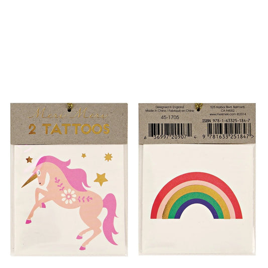 Unicorn & Rainbows Small Tatoos - Meri Meri