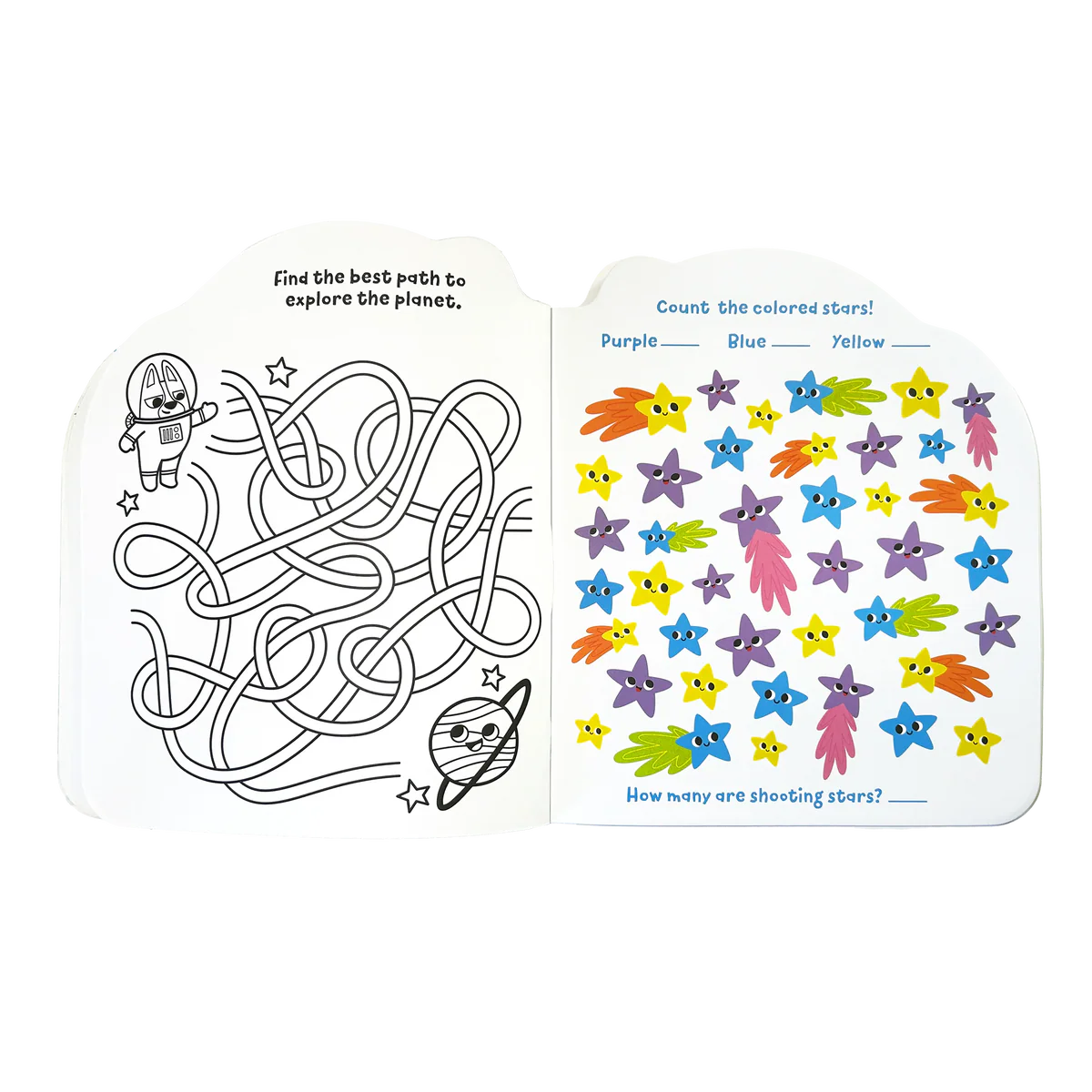 Playful Pages Activity Book - Games Coloring Stickers - Pets in Space