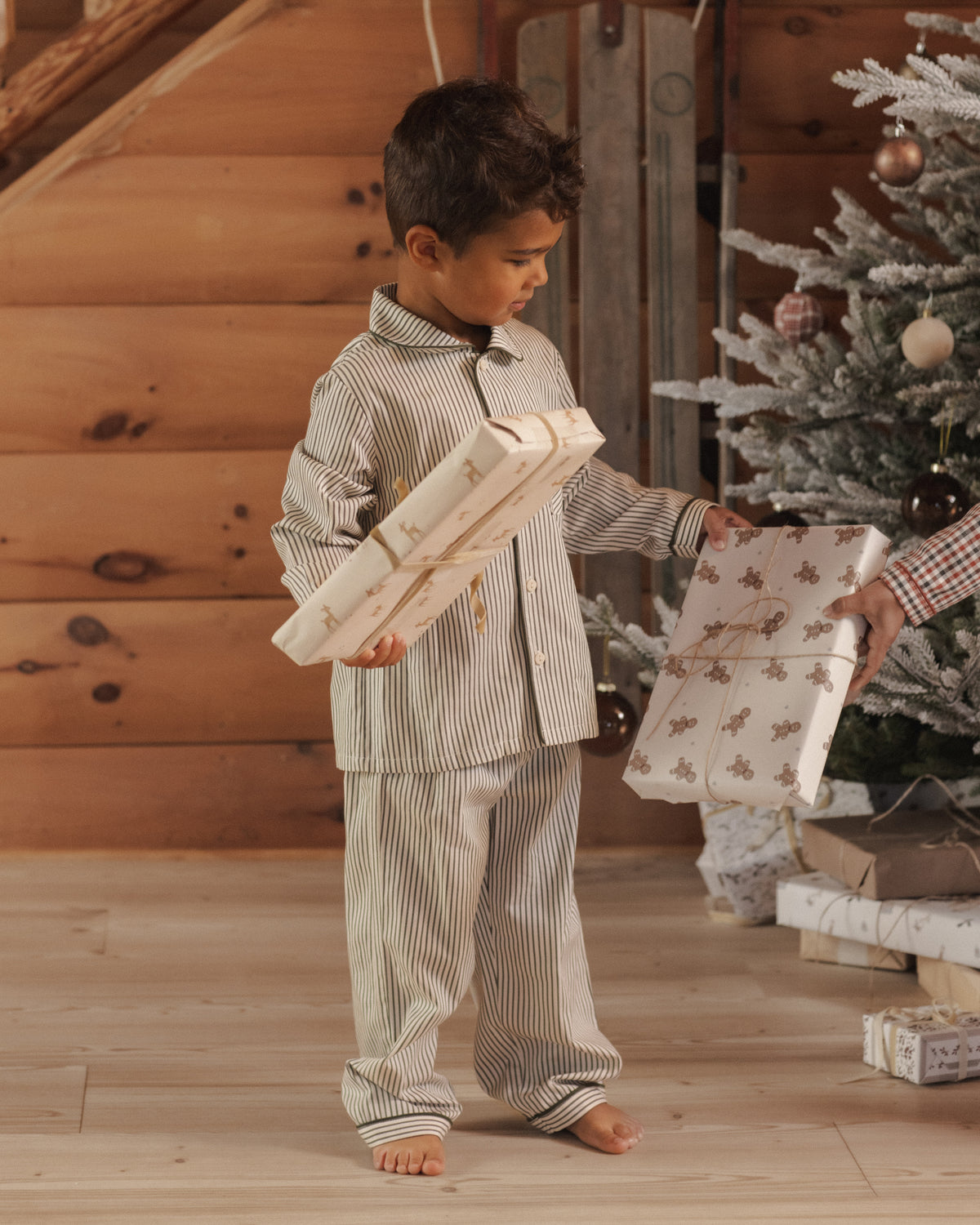 Long Sleeve Pajamas Evergreen Stripe