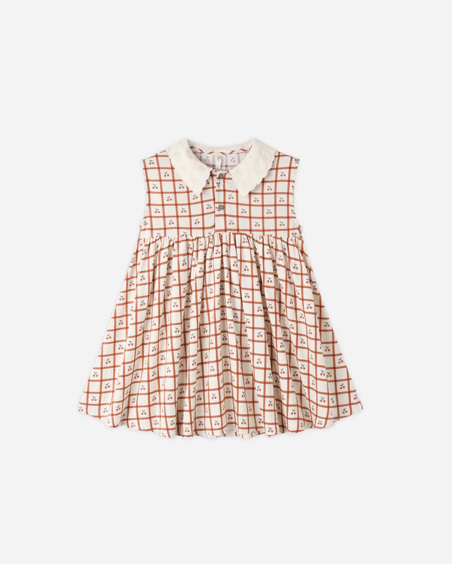 Collared Babydoll Dress Cherry Check