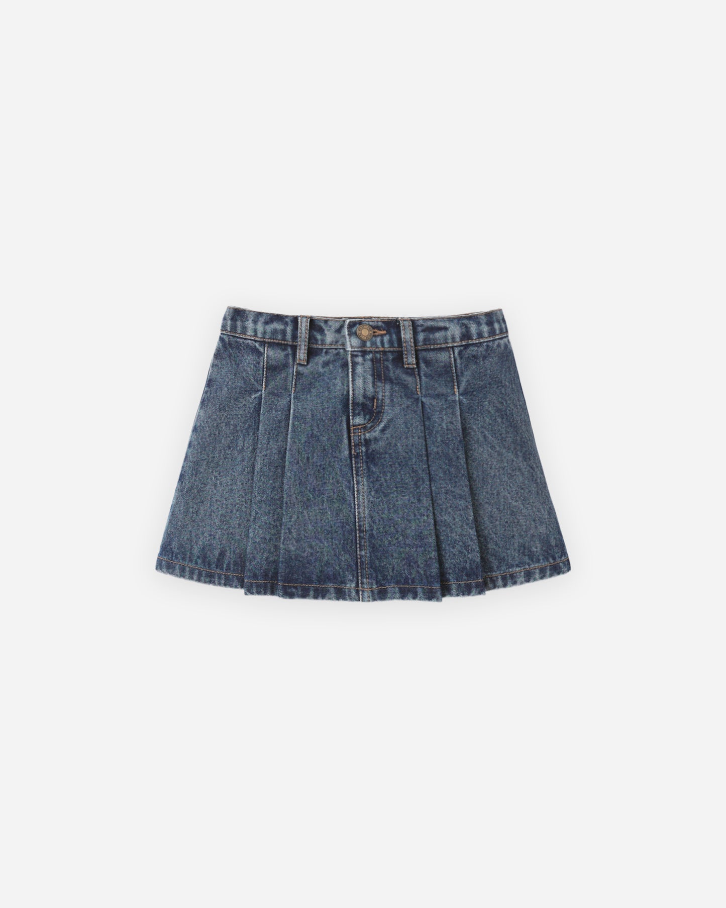 Pleated Denim Skirt Indigo