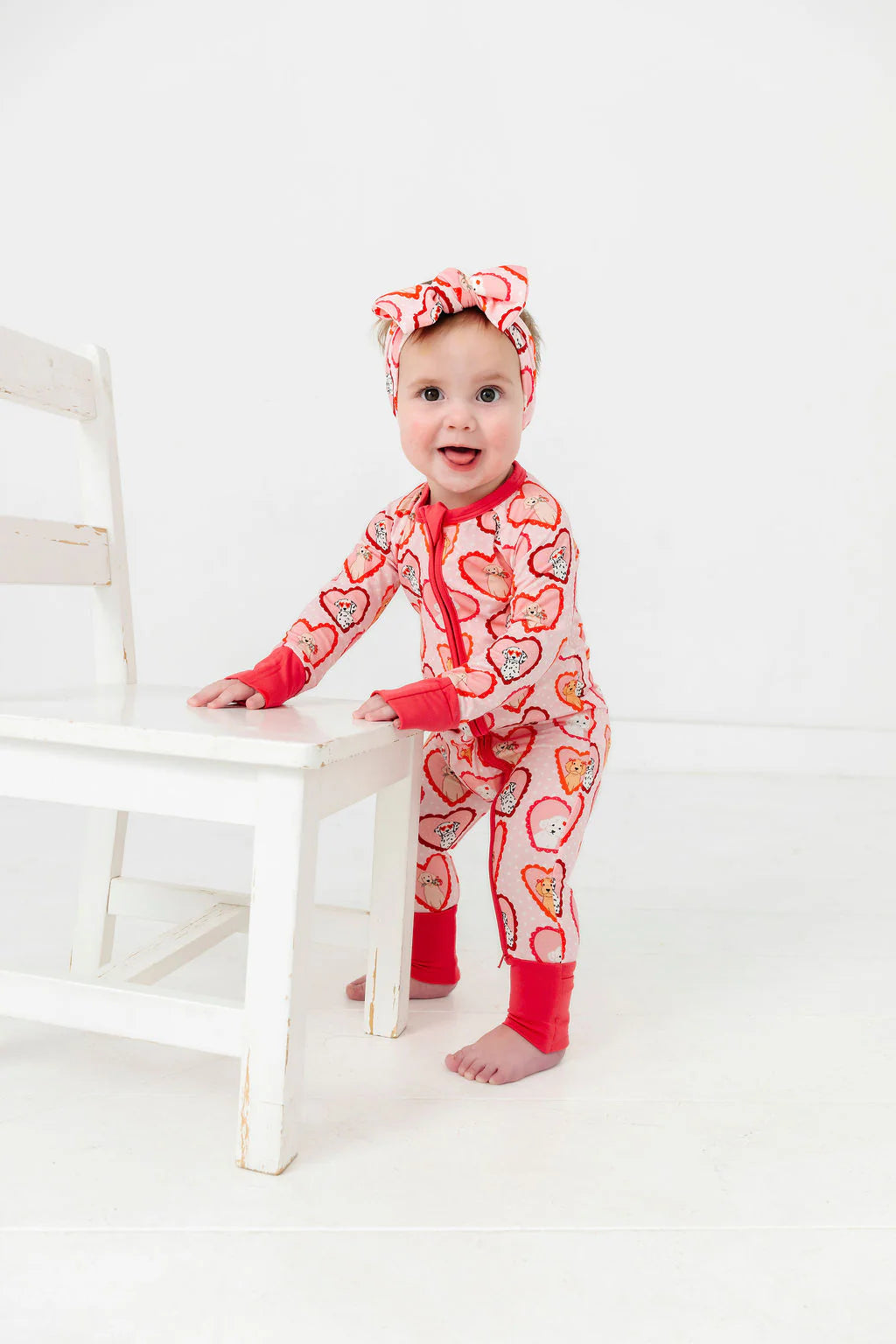 Pink Fur-Ever Valentine Zipper Romper - In My Jammers