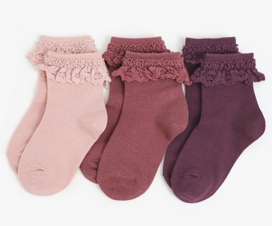 Sugar Plum Lace Midi Sock 3-Pack - Little Stocking Company
