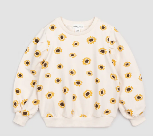 Sunflower Print on Crème Sweatshirt