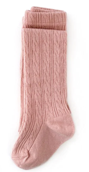 Blush Cable Knit Tights - Little Stocking Company