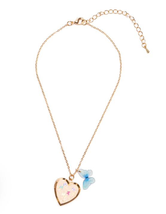 Butterfly Heart Locket Necklace - Great Pretenders