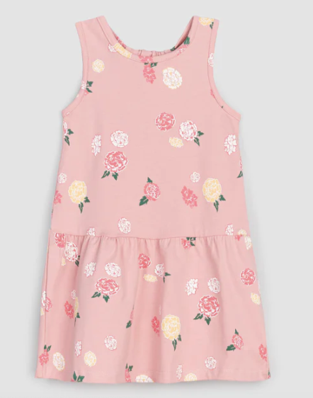 Flower Print on Rose Racerback Jersey Dress - Baby Sweet Pea's Boutique