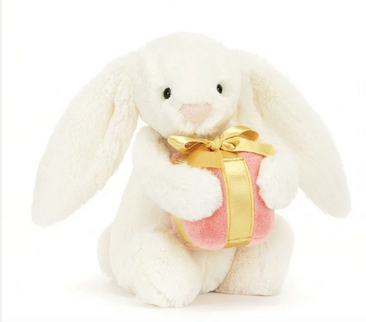 Bashful Bunny With Present - Baby Sweet Pea's Boutique