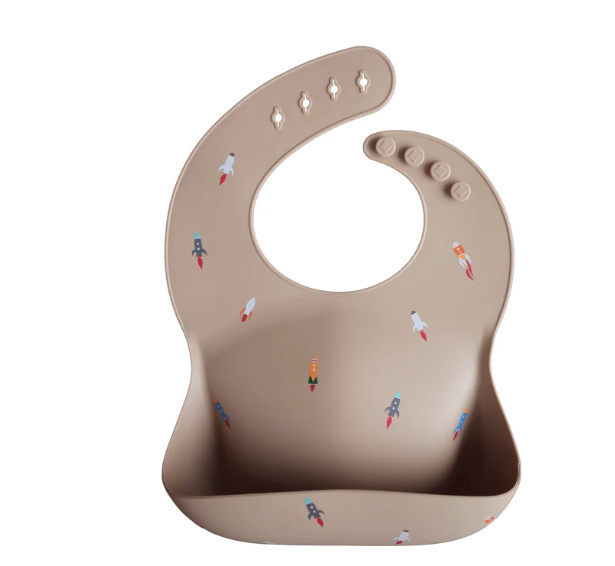 Silicone Baby Bib- Rocket Ship - Mushie & Co