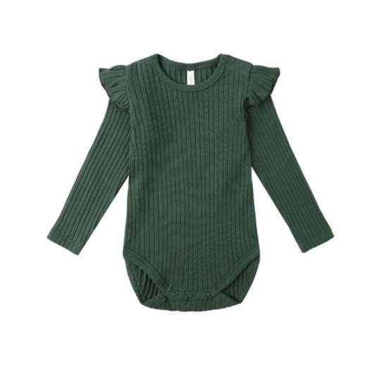 Shoulder Ruffle Bodysuit || Green - Rylee and Cru