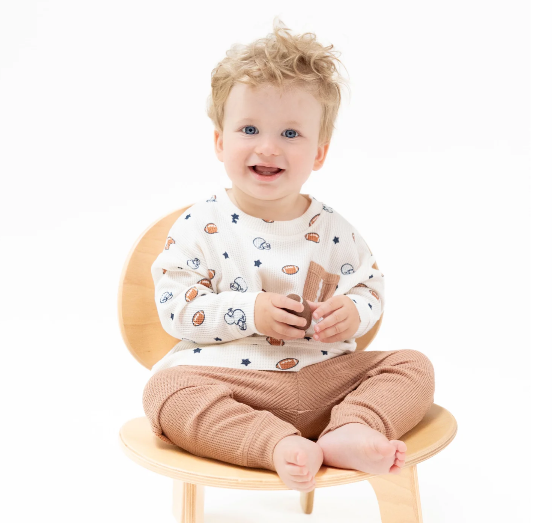 Footballs and Stars Drop Sleeve Shirt with Pocket and Jogger