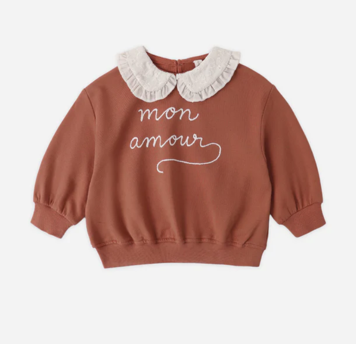 Quincy Mae | Collared Sweatshirt Mon Amour