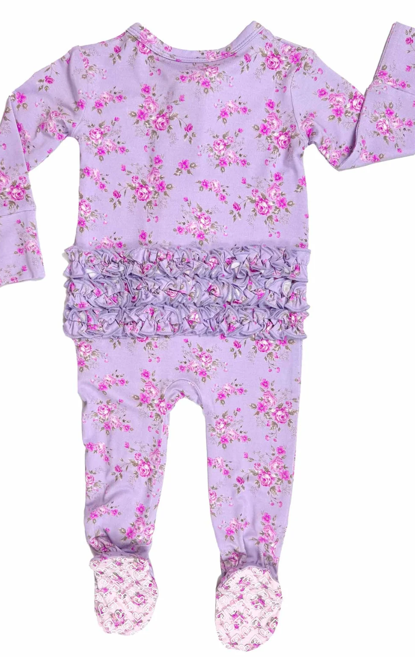 Sylvie Ruffled Zippered Footie - Lev Baby