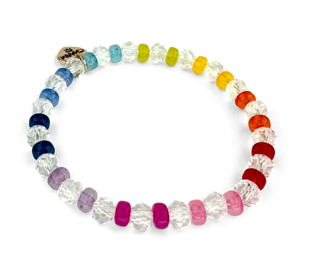 Clear Rainbow Stretch Bead Bracelet - Charm Its