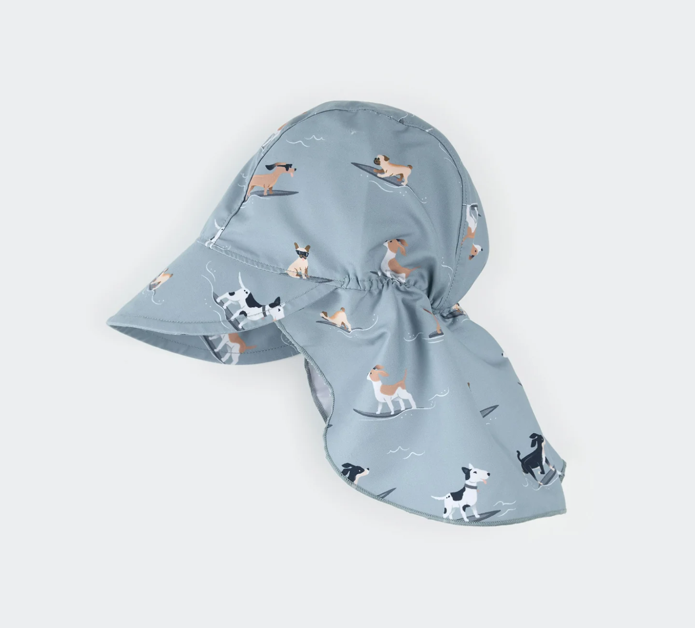 Surfing Pups Print on Blue Flap Hat