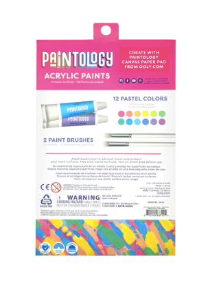 Paintology Acrylic Paints Set - Pastel Colors - Set of 12 - Ooly