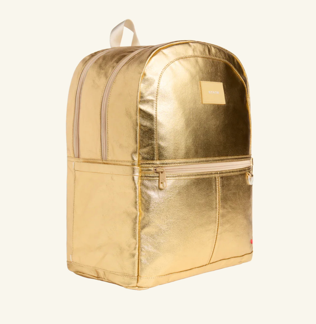 Kane Double Pocket Large Backpack- Gold Metallic