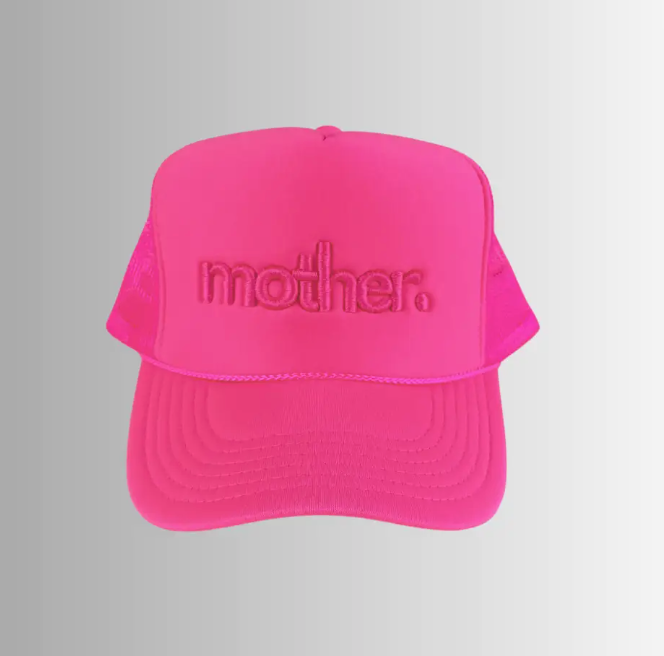 "Mother." Embroidered Trucker Hat- Neon Pink - Mother Hats