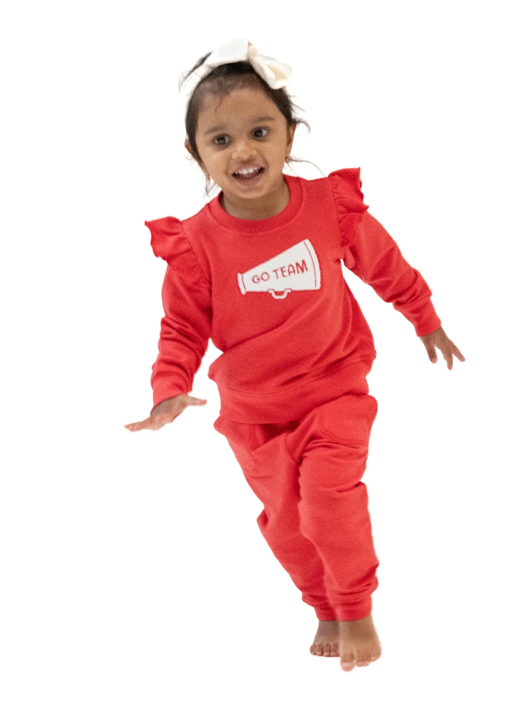 Ruffle Megaphone Sweatshirt- Red