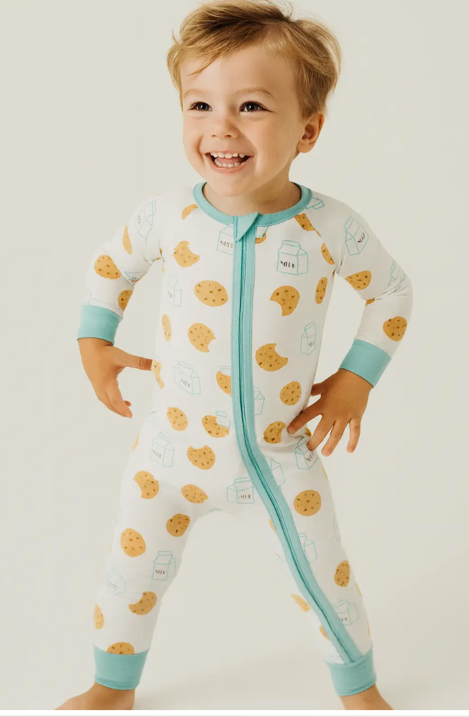 Baby Bamboo Footie Pjs - Milk & Cookies