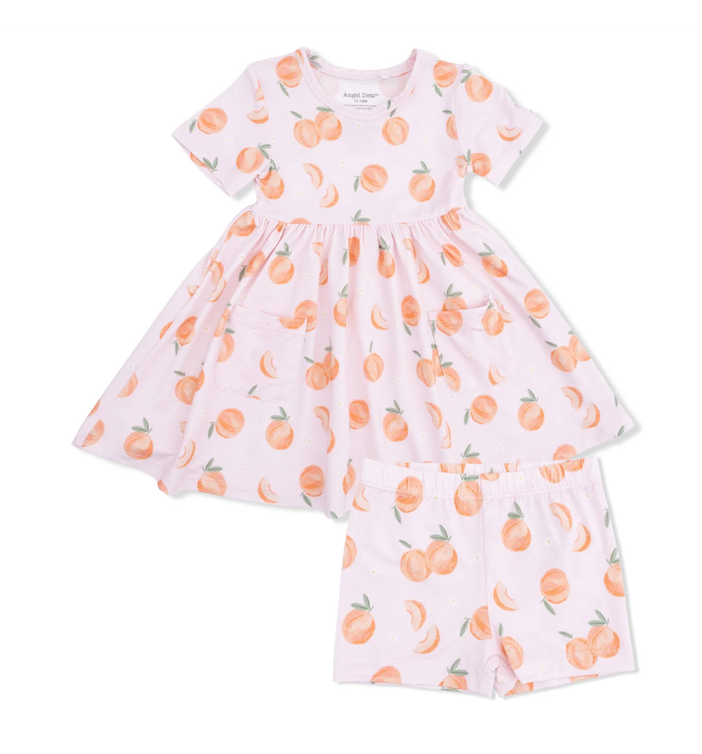 Twirly Dress with Cartwheel Shorts-Sweet Peach