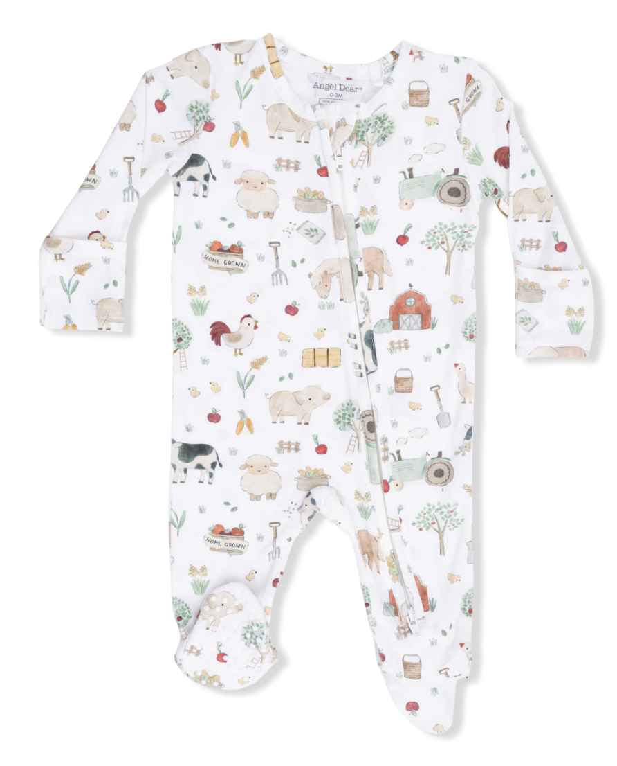 Cute Farm Animals 2 Way Zipper Footie