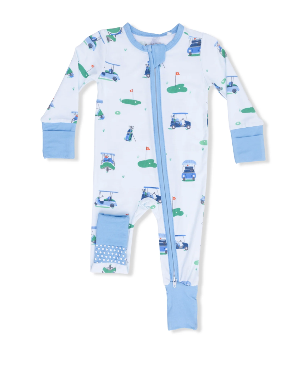 Vintage Golf Carts Blue Convertible Romper