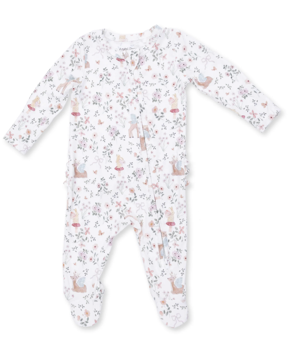 Enchanted Woodland 2 Way Ruffle Back Zipper Footie
