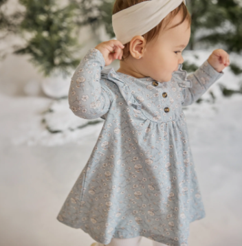 Frost Flower Print Jersey Dress Set - Petit Lem