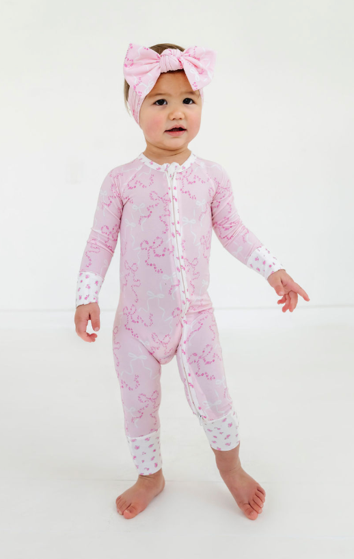 Cora Floral Bow Zipper Romper
